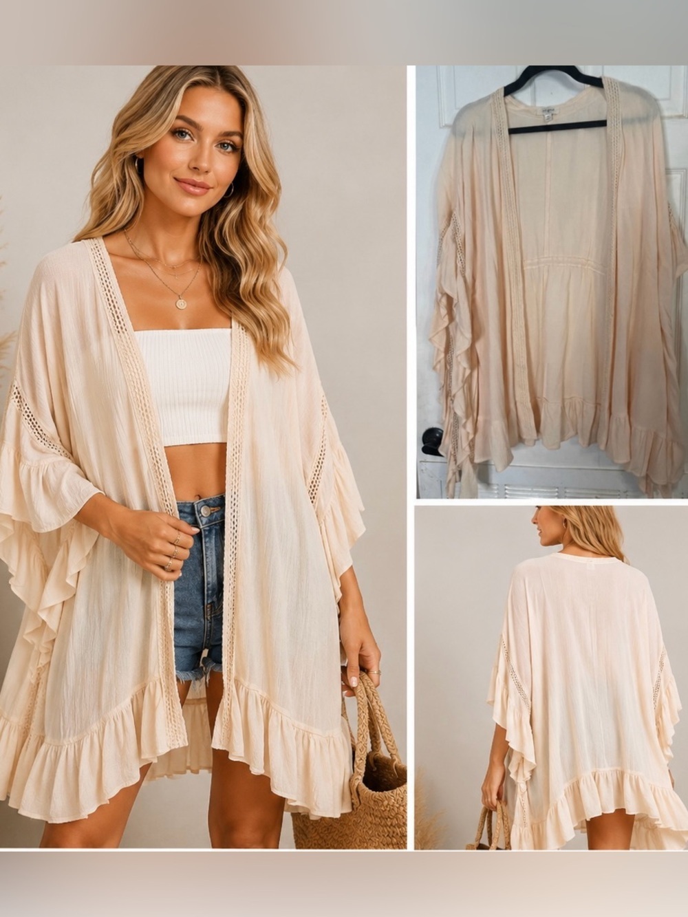 Umgee Beige Ruffle Open Cover S/M
